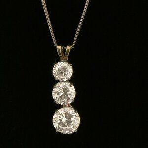 Stauer Palisade 3-stone DiamondAura Necklace & Stud Earrings Set